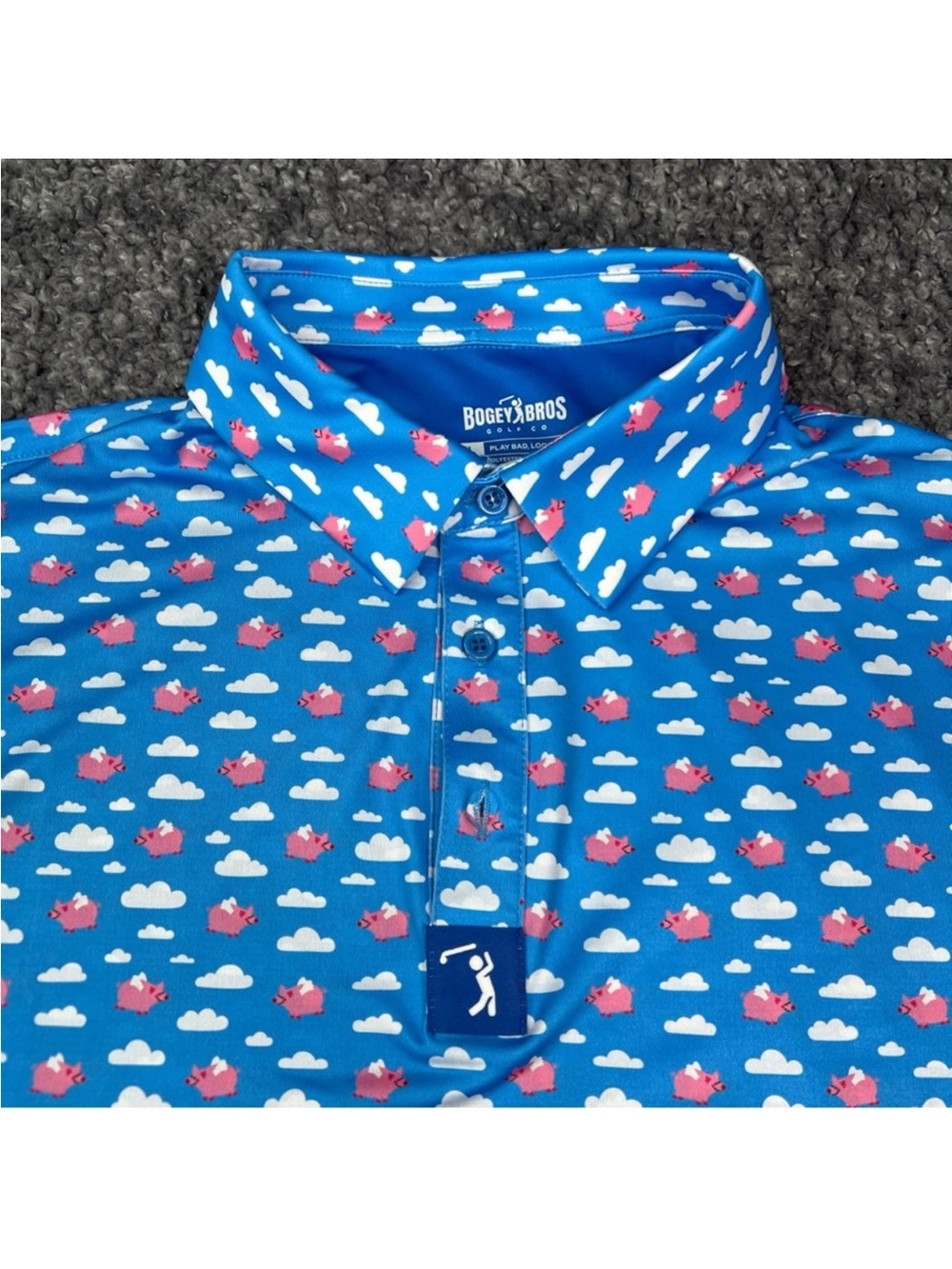 Bogey Bros When Pigs Fly Golf Polo Size L Casual Activewear - Picture 4 of 7